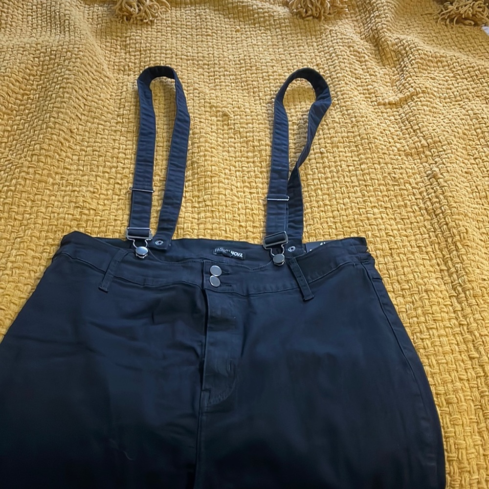 Fashion Nova black overall jeans